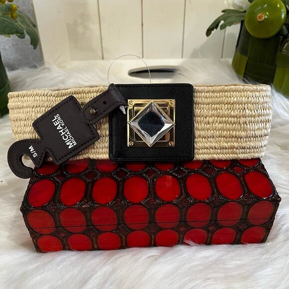 NEW Michael Kors Wide Stretch Square Crystal Turn Latch Clasp Waist Belt S/M NWT - Picture 9 of 16